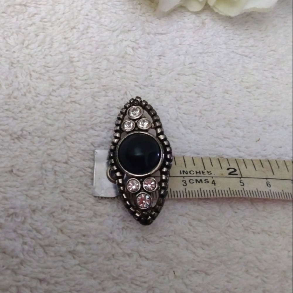 3/$10 🌟 Silver Tone Pin/ Brooch with Black Round Stone and Rhinestones - Picture 8 of 10